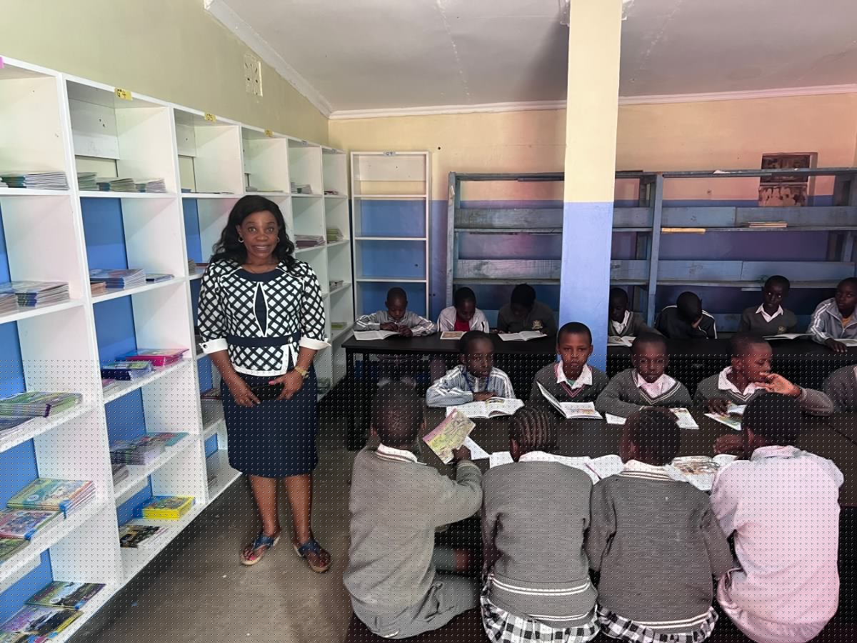 Pupils reading in JODA’s new school library in Nakuru